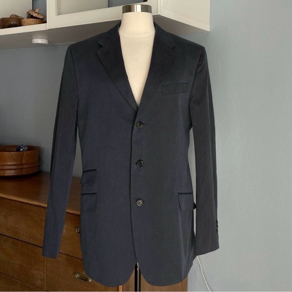 Yves Saint Laurent Men Cotton Navy Blazer Sport Coat Jacket 52L